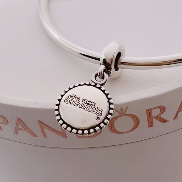 Pandora Ole Miss Dangle Charm, Mississippi Travel Charm ,Pandora, Bracelet Charm - Picture 1 of 3